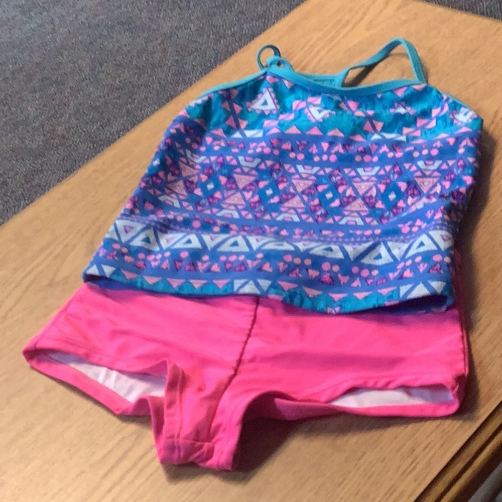 OP bikini hot pink bottom size 7/8 wonder nation top matches 7/8 blue pi…